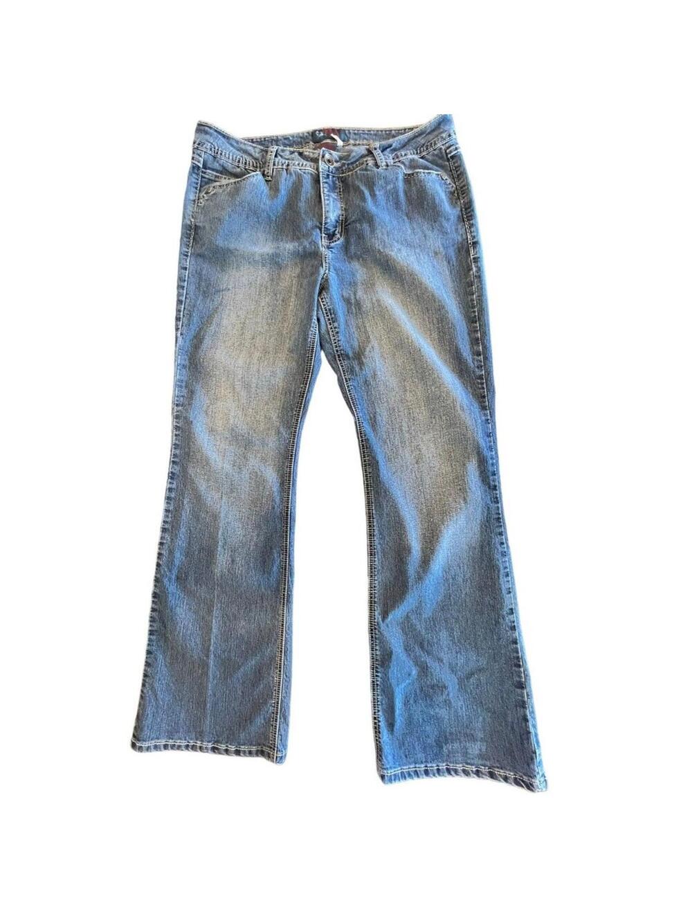 Royalty Jeans Flap Pockets Mid Rise Stretch Womens Blue Sz 12 Blue